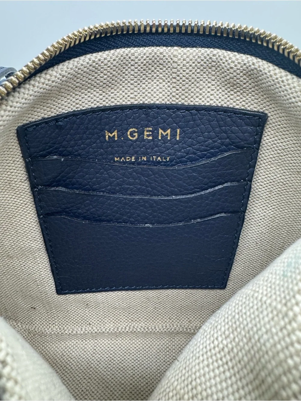 M. Gemi Piccolo Wristlet Clutch Navy Leather